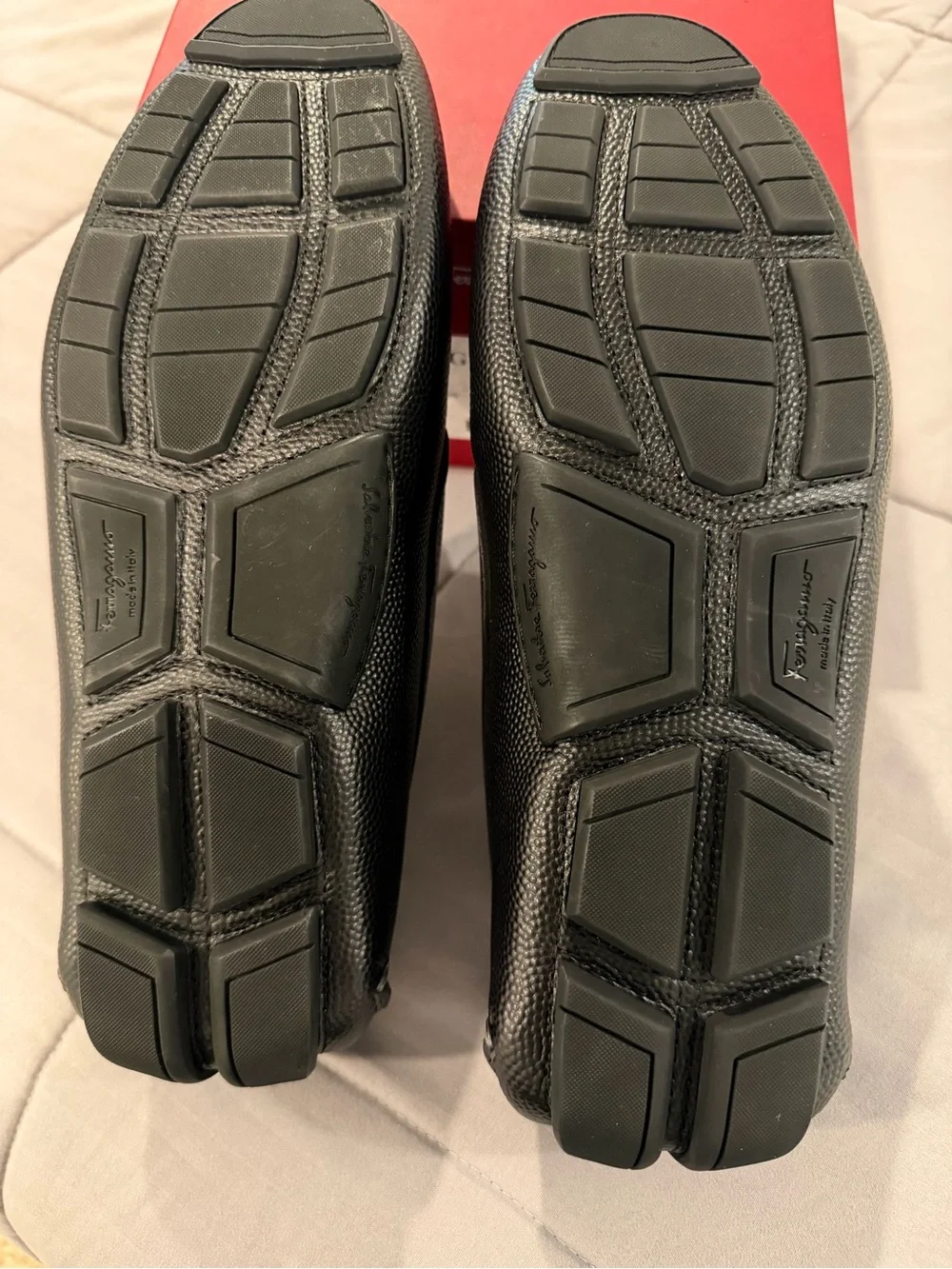 Salvatore Ferragamo Black Pebbled Leather Horsebit Loafers